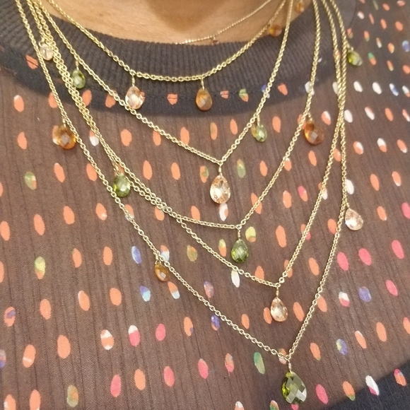 Jeweled chained layer statement necklace - Picture 4 of 8